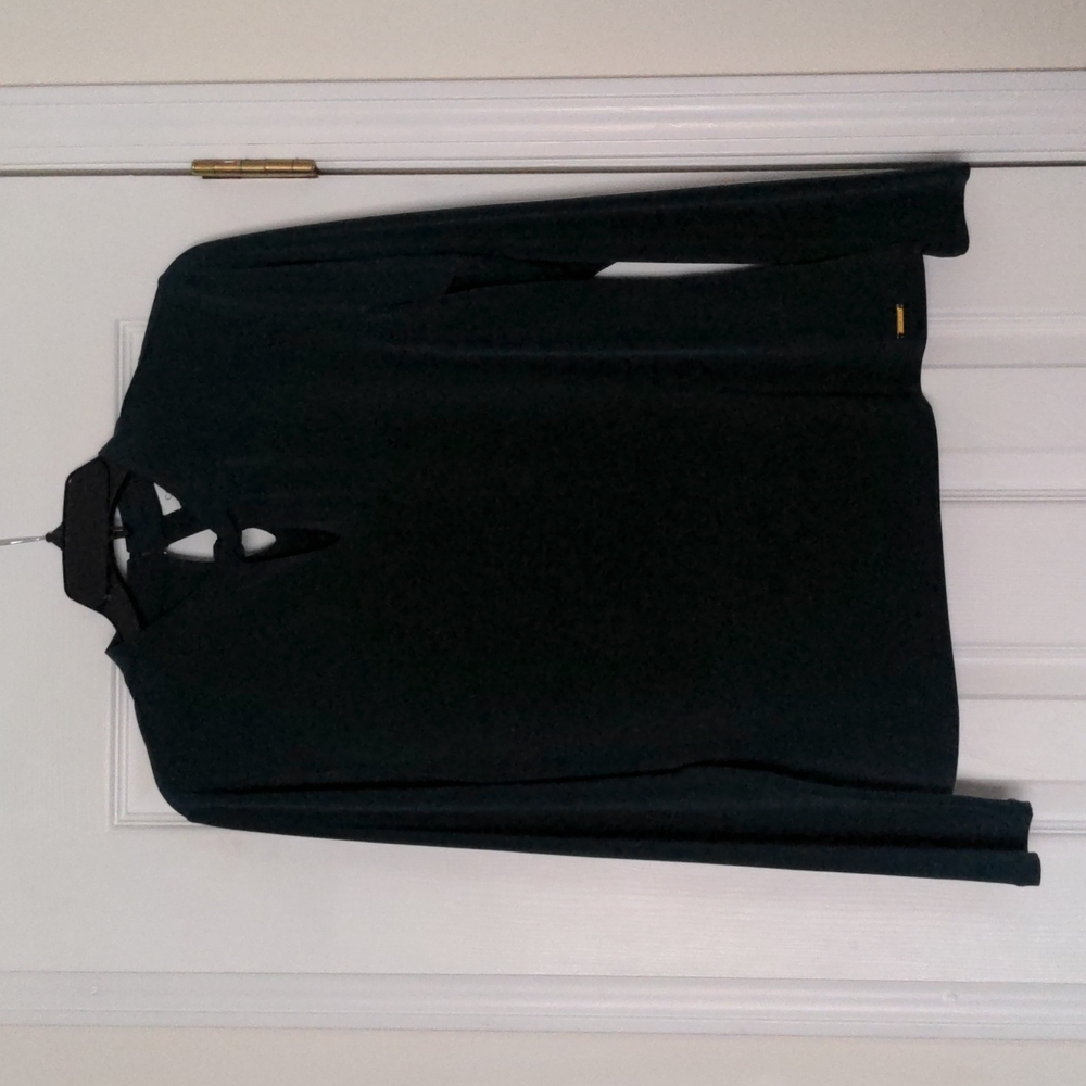 Calvin Klein Keyhole Cutout Long Sleeve Blouse
